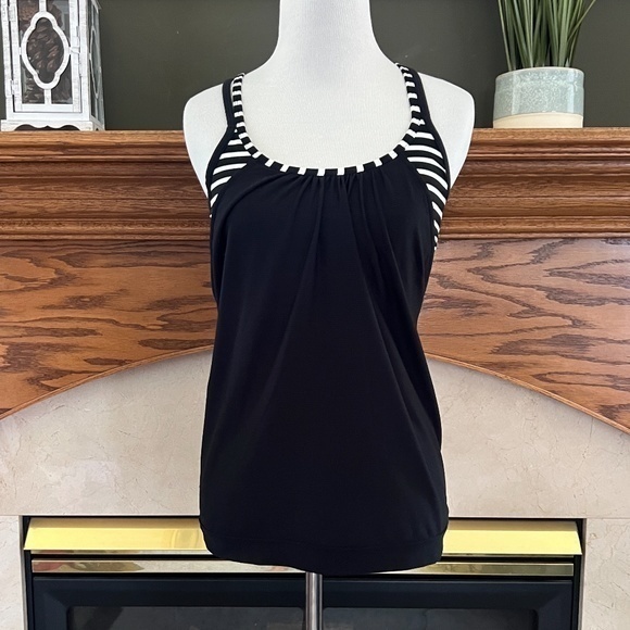 Athleta Black and White‎ Striped Hidden Agenda Tank Sz. XXS - Picture 1 of 13